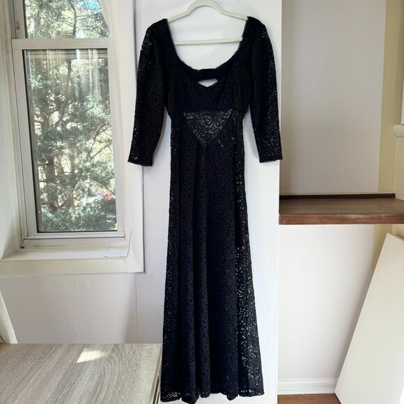 Free People Black Lace Maxi Dress Adored Large New - Picture 5 of 13